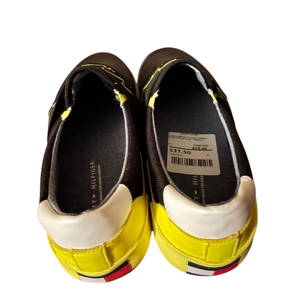 Tommy Hilfiger Realist Men's Slip-On Sneakers Black Yellow Heel Size 12 M - Picture 6 of 7